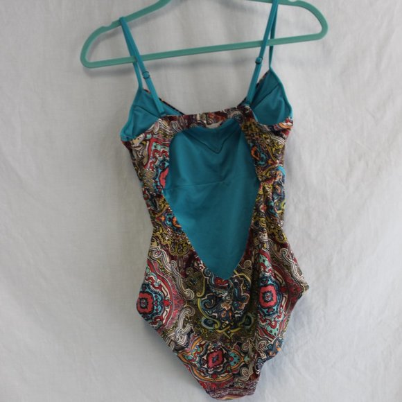 💙 KNOX ROSE Paisley Swimsuit Size M Turquoise Rare Find Perfect Condition - Picture 5 of 6